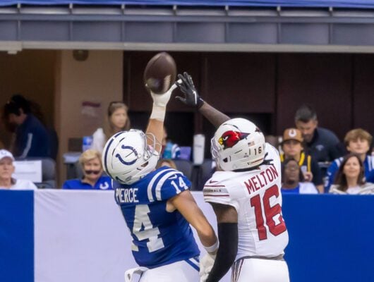 Indianapolis Colts Arizona Cardinals NFL football game 2025-26 season in October of 2025 in downtown Indianapolis, Indiana.