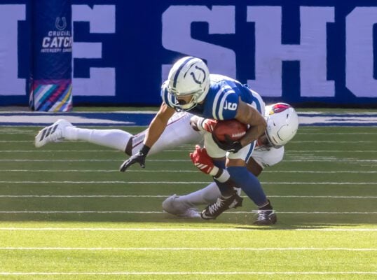 Indianapolis Colts Arizona Cardinals NFL football game 2025-26 season in October of 2025 in downtown Indianapolis, Indiana.