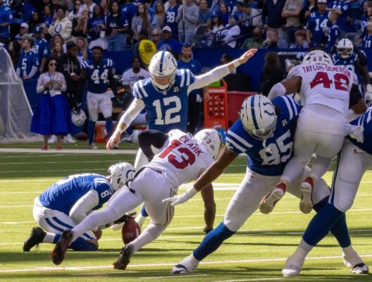 Indianapolis Colts Arizona Cardinals NFL football game 2025-26 season in October of 2025 in downtown Indianapolis, Indiana.