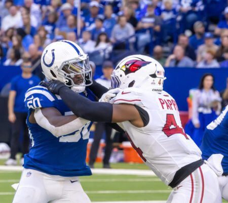 Indianapolis Colts Arizona Cardinals NFL football game 2025-26 season in October of 2025 in downtown Indianapolis, Indiana.