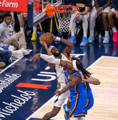 Oklahoma City Thunder at Indiana Pacers 2025-26 NBA regular season opener in October 2025 at Gainbridge FIeldhouse in downtown Indianapolis, Indiana.