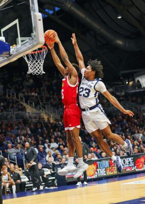 Butler University versus Indiana University-Indianapolis (IU Indy) NCAA men's basketball game at Hinkle Fieldhouse on November 8, 2025 in Indianapolis.