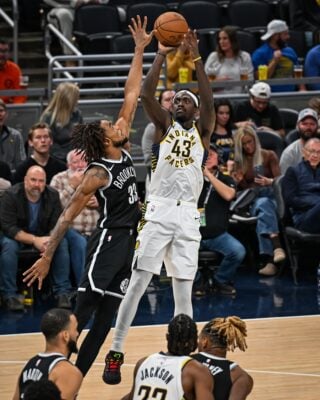 Brooklyn Nets at Indiana Pacers NBA basketball game at Gainbridge Fieldhouse in downtown Indianapolis, Indiana on November 2025.