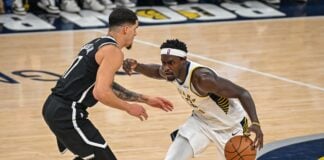 Brooklyn Nets at Indiana Pacers NBA basketball game at Gainbridge Fieldhouse in downtown Indianapolis, Indiana on November 2025.