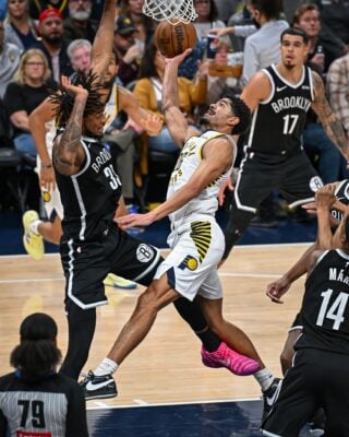 Brooklyn Nets at Indiana Pacers NBA basketball game at Gainbridge Fieldhouse in downtown Indianapolis, Indiana on November 2025.