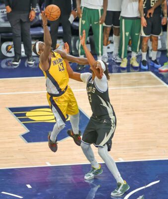 Milwaukee Bucks at Indiana Pacers NBA basketball game downtown Indianapolis November 2025.
