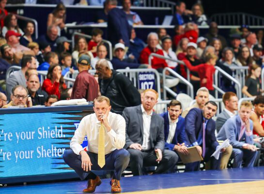 Butler University versus Indiana University-Indianapolis (IU Indy) NCAA men's basketball game at Hinkle Fieldhouse on November 8, 2025 in Indianapolis.