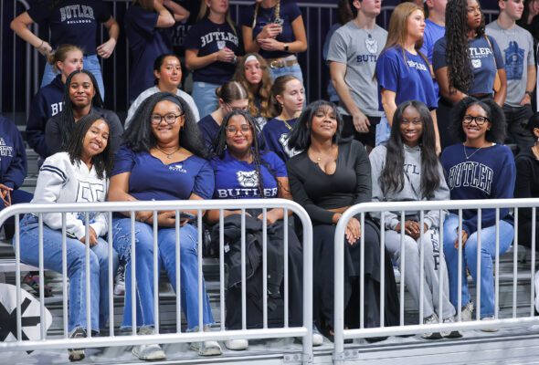 Butler University versus Indiana University-Indianapolis (IU Indy) NCAA men's basketball game at Hinkle Fieldhouse on November 8, 2025 in Indianapolis.