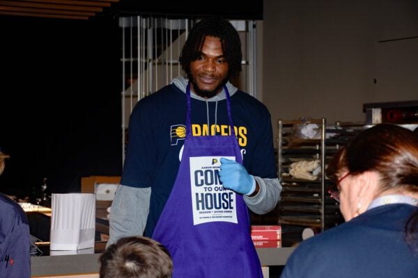 Pacers Sports & Entertainment (PS&E) Community event, feeding members of the Indianapolis community, in November of 2025 at Gainbridge Fieldhouse. Photo taken by Tiffany Nmose.