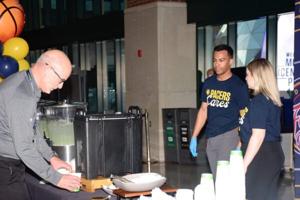 Pacers Sports & Entertainment (PS&E) Community event, feeding members of the Indianapolis community, in November of 2025 at Gainbridge Fieldhouse. Photo taken by Tiffany Nmose.