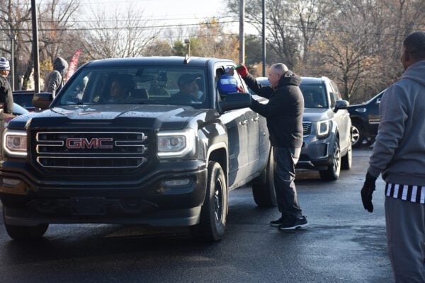 Holy Angels Catholic Church and School in Indianapolis, Indiana giving out holiday meals and turkeys to the community for 2025 Thanksgiving.