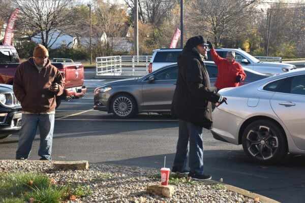 Holy Angels Catholic Church and School in Indianapolis, Indiana giving out holiday meals and turkeys to the community for 2025 Thanksgiving.