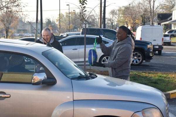 Holy Angels Catholic Church and School in Indianapolis, Indiana giving out holiday meals and turkeys to the community for 2025 Thanksgiving.