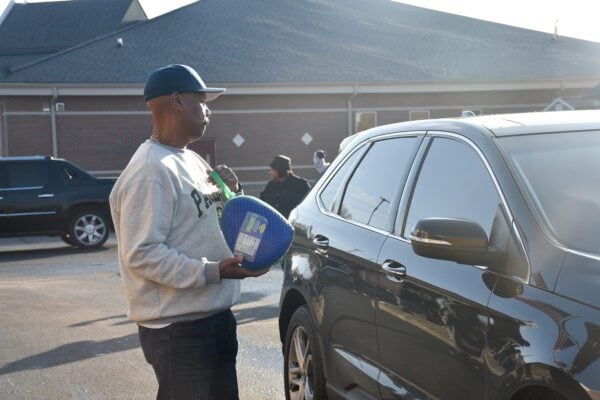 Holy Angels Catholic Church and School in Indianapolis, Indiana giving out holiday meals and turkeys to the community for 2025 Thanksgiving.