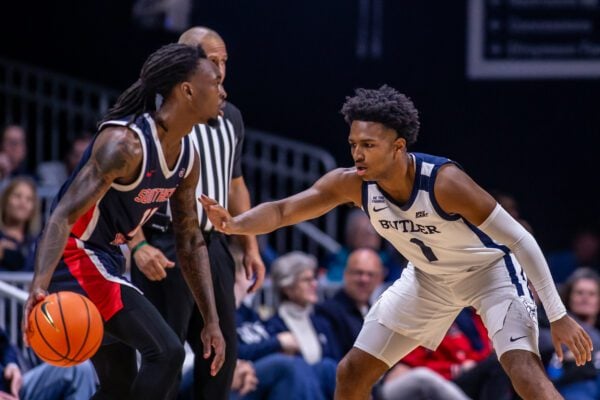 Southern Indiana University versus Butler University basketball at Hinkle Fieldhouse in Indianapolis, Indiana on November of 2025.