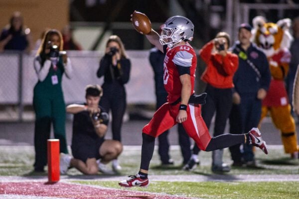 Hamilton Southeastern (HSE) High School versus Fishers High School boys' football IHSAA sectionals finals in November of 2025.