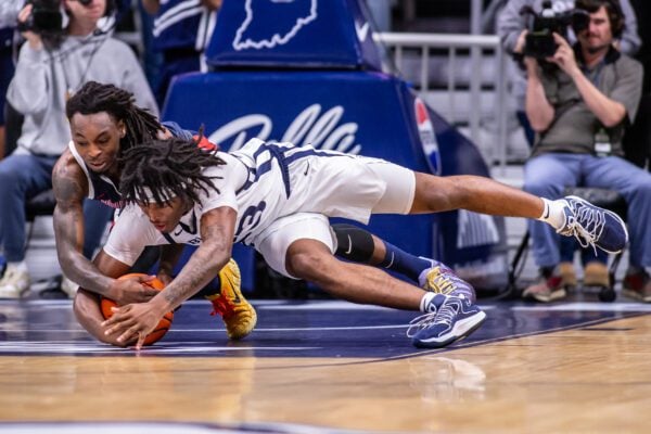 Southern Indiana University versus Butler University basketball at Hinkle Fieldhouse in Indianapolis, Indiana on November of 2025.