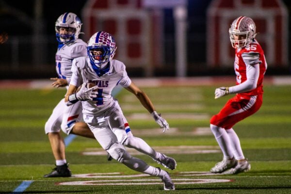 Hamilton Southeastern (HSE) High School versus Fishers High School boys' football IHSAA sectionals finals in November of 2025.