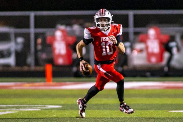 Hamilton Southeastern (HSE) High School versus Fishers High School boys' football IHSAA sectionals finals in November of 2025.