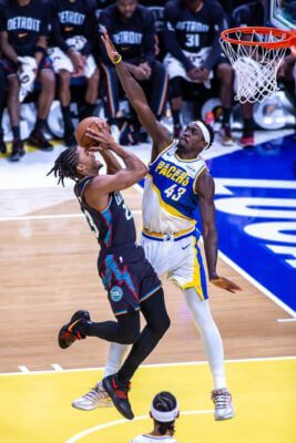 Detroit Pistons at Indiana Pacers NBA basketball game in 2025 of November at Gainbridge Fieldhouse.