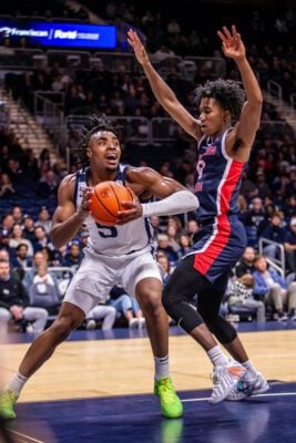 Southern Indiana University versus Butler University basketball at Hinkle Fieldhouse in Indianapolis, Indiana on November of 2025.