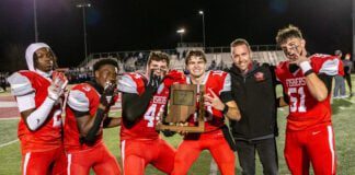 Hamilton Southeastern (HSE) High School versus Fishers High School boys' football IHSAA sectionals finals in November of 2025.