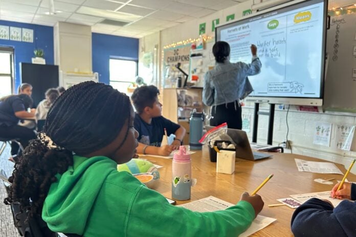 Indiana law requires students to pass the IREAD-3 before going to fourth grade. However, students have multiple chances to pass the test, and there are some exemptions. (Amelia Pak-Harvey / Chalkbeat)