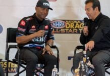 PRI Show revs through Indy, sets tone for 2026 racing season Four-time NHRA Champion Antron Brown (left) during the PRI Show on Dec. 12, 2025, at the Indiana Convention Center. (Photo/Noral Parham)