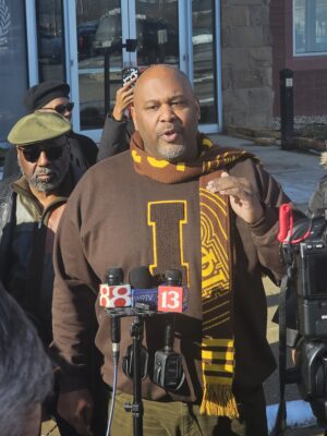Martin University Alumni Association gathered on campus on Dec. 17 calling for the university's board chair’s resignation. (Photo/Malik Simon)