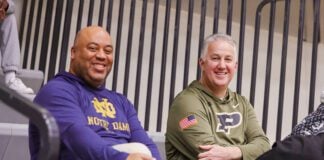 Notre Dame head coach Micah Shrewsberry and Purdue University head coach Matt Painter. (Photo/David Dixon)