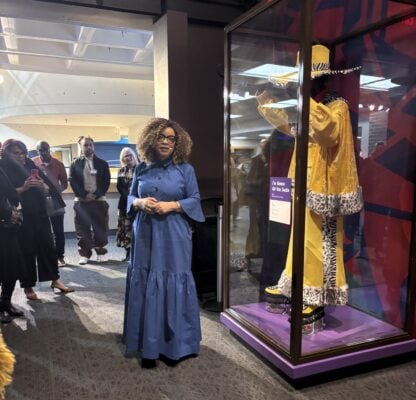 Ruth E. Carter gave guests a guided tour of her exhibit, “Ruth E. Carter: Afrofuturism in Costume Design” at the Children's Museum of Indianapolis. (Photo/ Chloe McGowan)
