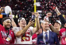 Hoosiers scrape by Buckeyes 13-10, claim historic Big Ten Championship Scenes following IU's 13-10 win over Ohio State in the 2025 Big Ten Championship at Lucas Oil Stadium in downtown Indianapolis, Indiana. (Photo/Walt Thomas)