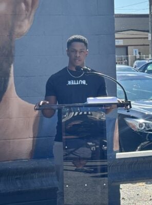 William Minion is an Indy-based muralist best known for the Tyrese Haliburton mural at XG Groom Room. (Photo/Chloe McGowan)