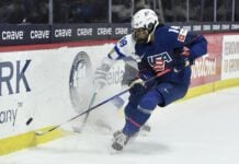 Laila Edwards to make ice hockey history at Winter Olympics United States forward Laila Edwards (14) skates with the puck during the first period in the semifinals against Finland at the IIHF Women's World Hockey Championships in Utica, N.Y., Saturday, April 13, 2024. (Photo/Adrian Kraus, AP)