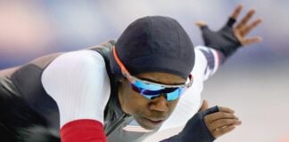 Erin Jackson competes in the women's 500 meters at the U.S. Olympic trials for long track speed skating at the Pettit National Ice Center Sunday, Jan. 4, 2026 in Milwaukee. (Photo/Morry Gash, AP)