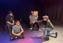 Eric Olson (Ben), Joe Wagner (Gideon) and Jy’lerre Jones (Reuben) in rehearsal for “St. Sebastian” with director Jay Hemphill. (Photo provided/That Other Theater Company)