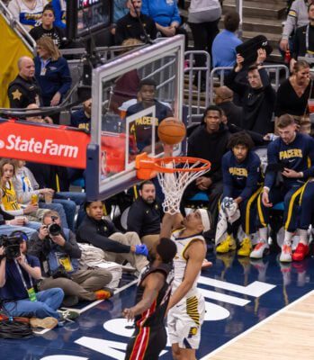 Miami Heat at Indiana Pacers NBA Basketball game in Indianapolis, Indiana.