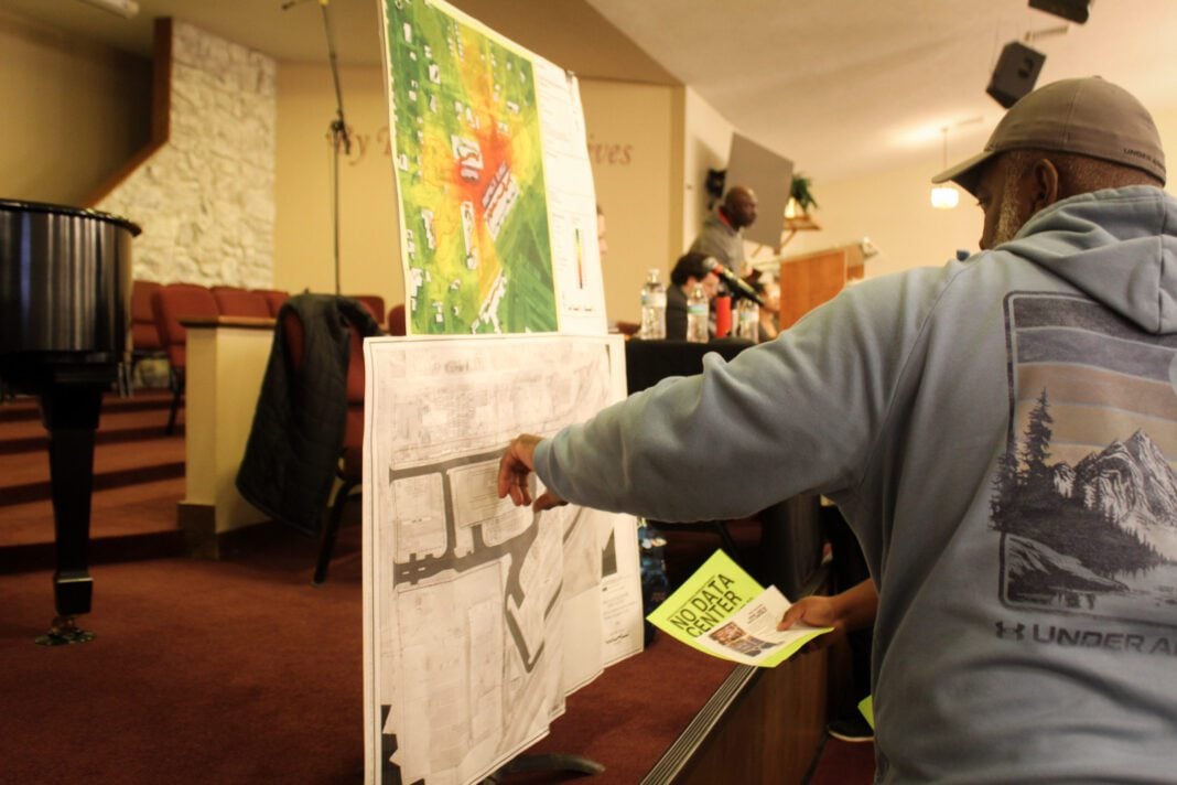 WFYI photo of a community meeting in martindale brightwood concerning the construction of data centers in indianapolis.