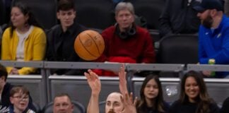 Philadelphia 76ers at Indiana Pacers NBA basketball game in Indianapolis in February of 2026.