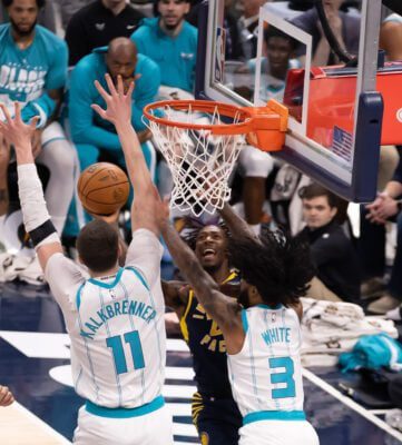 Charlotte Hornets at Indiana Pacers NBA basketball game in Indianapolis, Indiana in February of 2026.