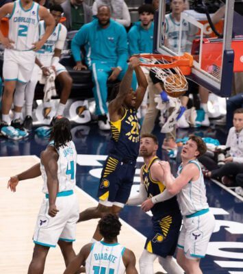 Charlotte Hornets at Indiana Pacers NBA basketball game in Indianapolis, Indiana in February of 2026.
