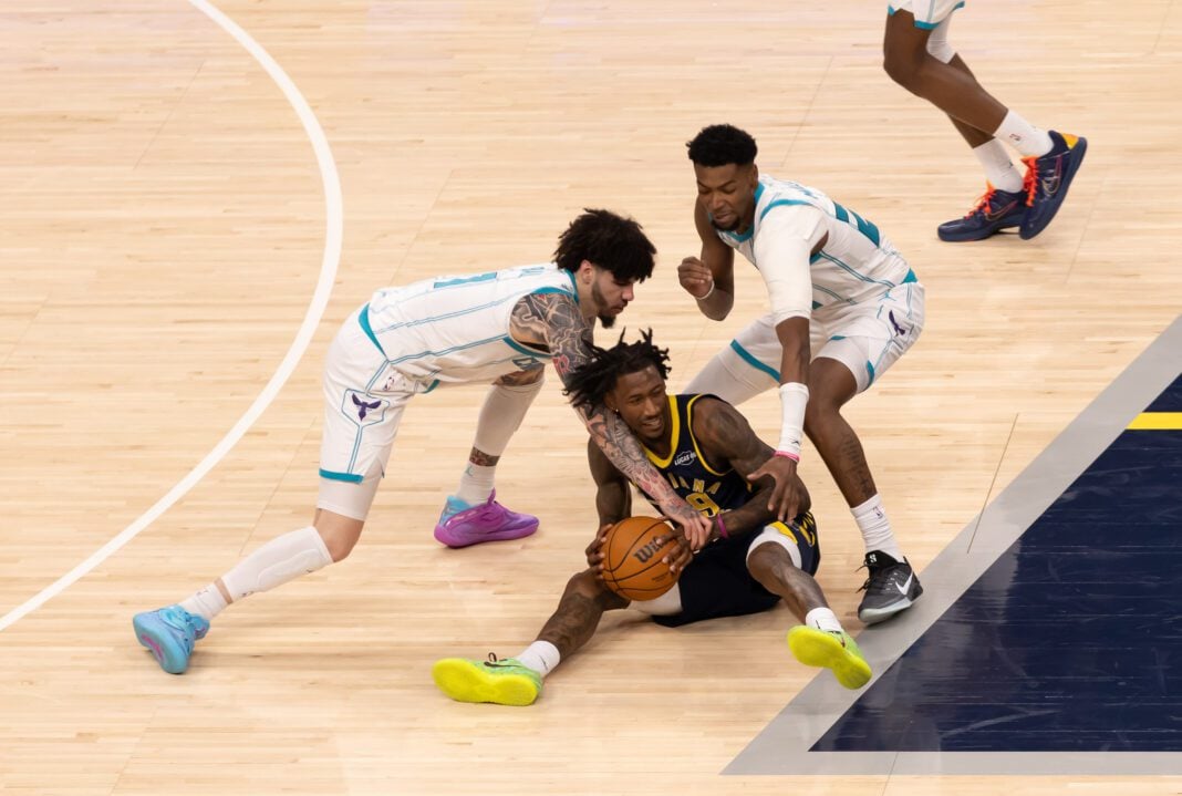 Charlotte Hornets at Indiana Pacers NBA basketball game in Indianapolis, Indiana in February of 2026.