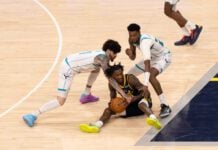 Charlotte Hornets at Indiana Pacers NBA basketball game in Indianapolis, Indiana in February of 2026.