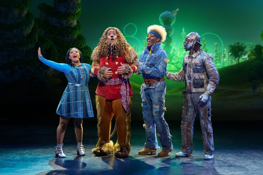 Dana Cimone as Dorothy, Cal Mitchell as The Lion, Elijah Ahmad Lewis as The Scarecrow, and D. Jerome as The Tinman in the North American Tour of "THE WIZ." (Photo/Jeremy Daniel)