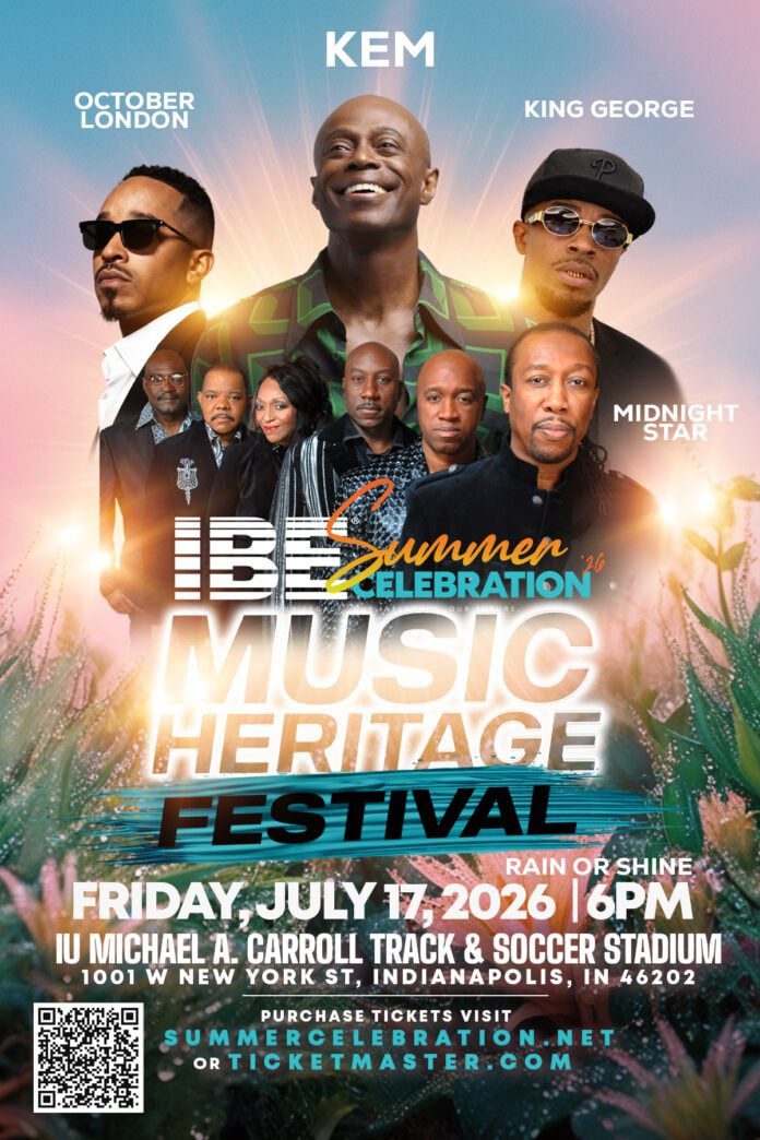 IBE announced the lineup for the 2026 Music Heritage Festival Outdoor Concert as part of Summer Celebration. (Graphic provided/Indiana Black Expo)