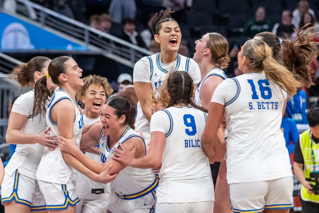 UCLA defeats Iowa in 2026 Big Ten Women's Basketball Tournament in March of 2026 in Indinaapolis.