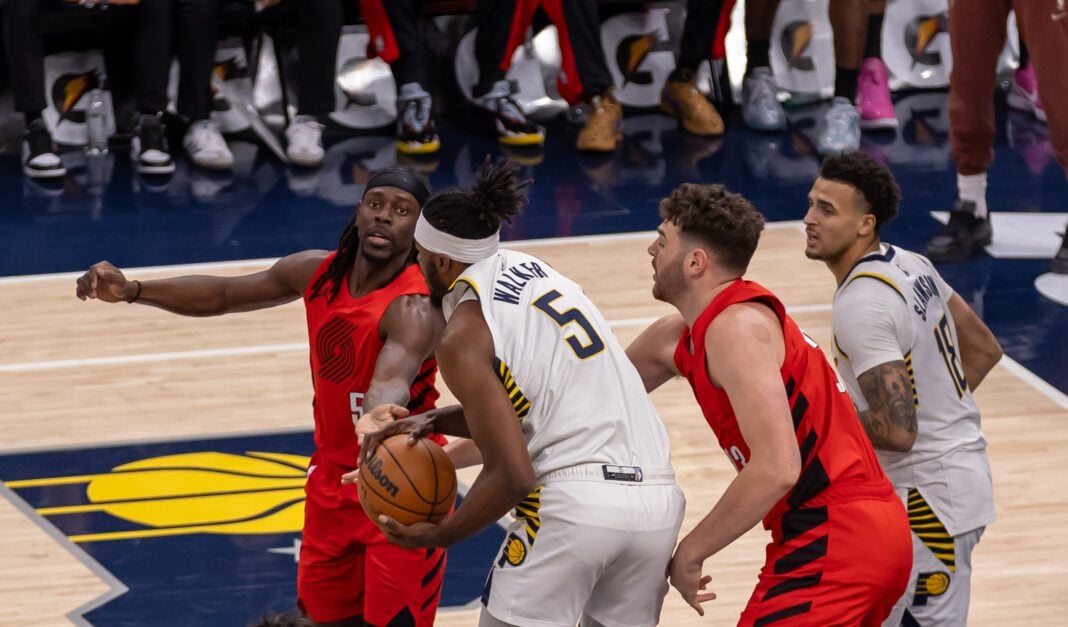 Portland Trailblazers at Indiana Pacers NBA basketball game in Indianapolis, Indiana in March of 2025.