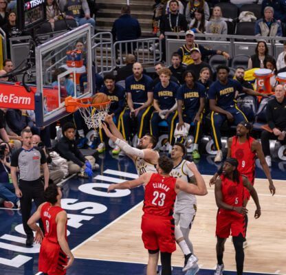 Portland Trailblazers at Indiana Pacers NBA basketball game in Indianapolis, Indiana in March of 2025.