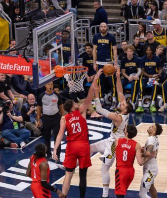 Portland Trailblazers at Indiana Pacers NBA basketball game in Indianapolis, Indiana in March of 2025.