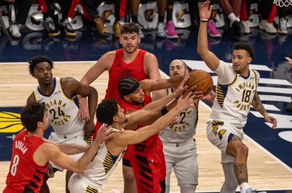 Portland Trailblazers at Indiana Pacers NBA basketball game in Indianapolis, Indiana in March of 2025.